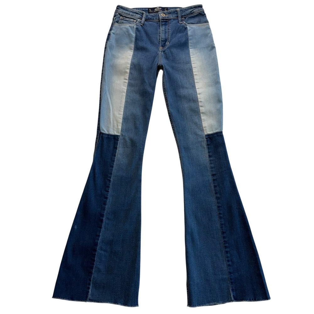 Hollister‎ High-Rise Vintage Flare Jeans Patchwork Blue Soft Stretch 5L W27 #14